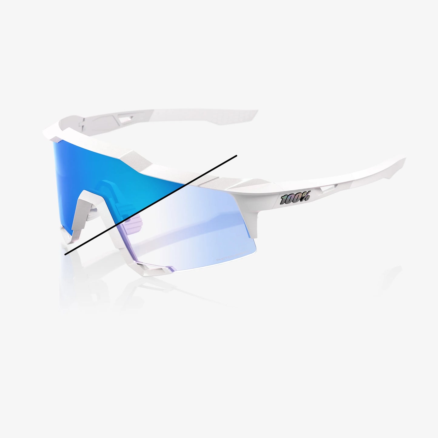100% Speedcraft - Bastille LE - Pearl White Glitter - Blue Photochromic Lens - biket.co.za