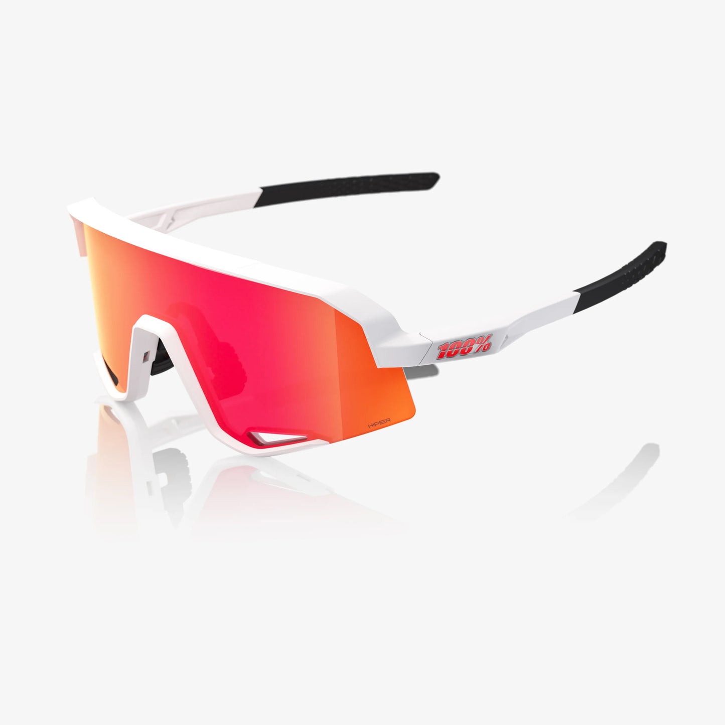 100% SLENDALE Matte White HiPER® Red Multilayer Mirror Lens - biket.co.za