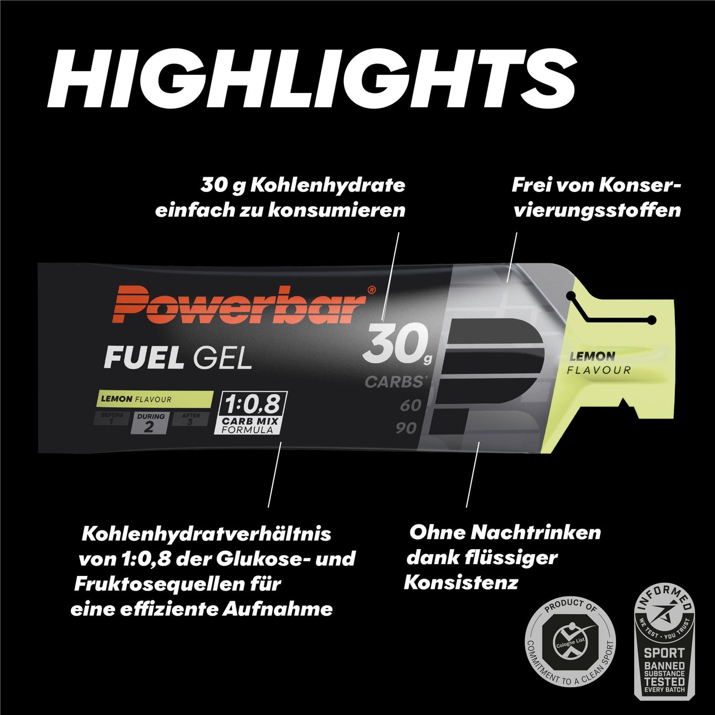 PowerBar Fuel Gel- Lemon 50ml - biket.co.za