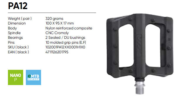 HT Pedals PA12- Black - biket.co.za