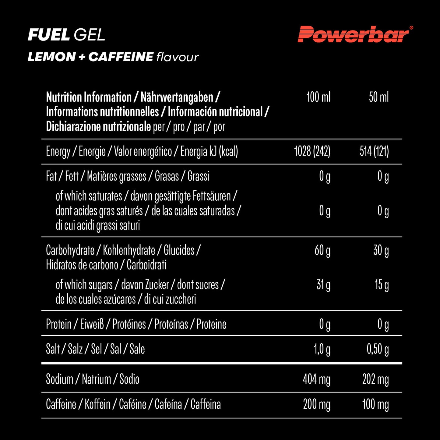 PowerBar Fuel Gel- Lemon + Caffeine 50ml - biket.co.za